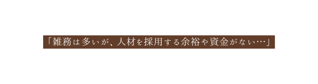 雑務は多いが 人材を採用する余裕や資金がない